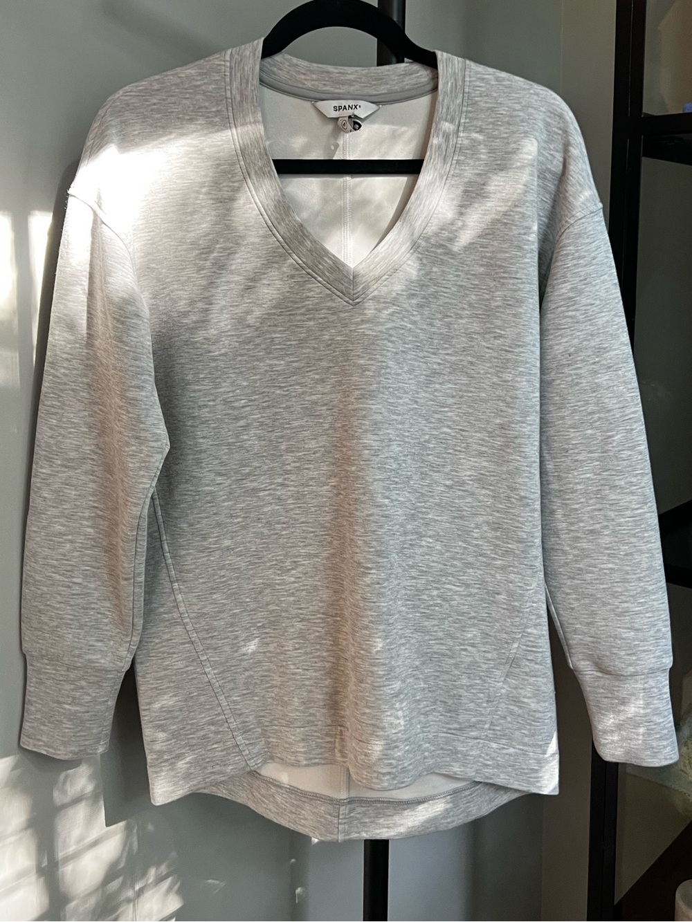 SPANX AirEssentials Light Gray V-Neck Pullover Sweater